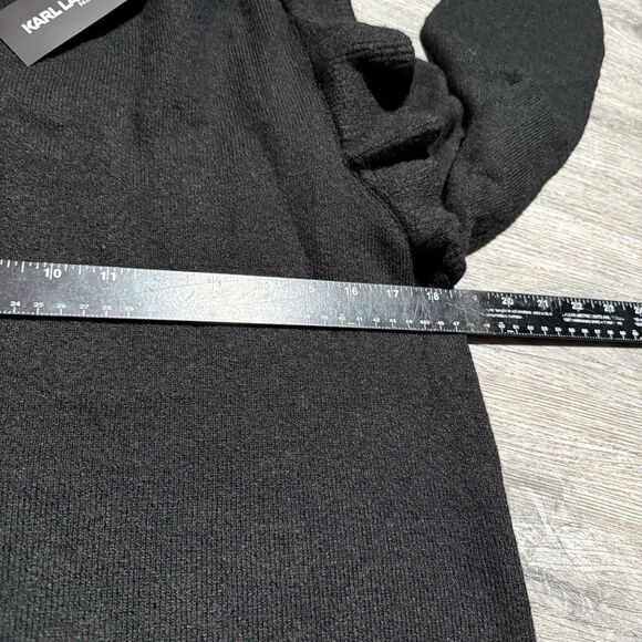 Karl Lagerfield Black C'est La Vie Flutter Sleeve Rhinestone Sweater NWT Medium - Picture 7 of 10